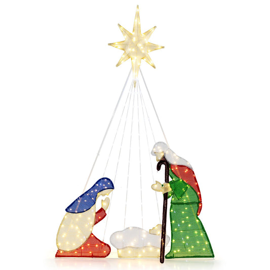 6-Foot Lighted Nativity Scene Set – Holy Family Christmas Decoration with LED Lights for Indoor & Outdoor Use